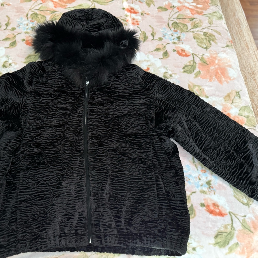 Luxurious Black genuine fur Leather Jacket size 3x